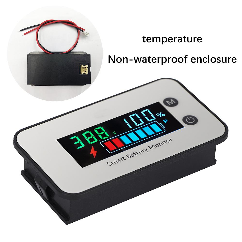 DC 7-100V VoltmeterLithium Lead-acid LiFePO4 Battery Capacity Voltage Temperature Meter Tester Indicator Color IPX7 Waterproof