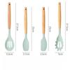 12pcs Set of Multi-color Silicone Wooden Handle Kitchenware Set Non Stick Pot Spatula and Spoon Cooking Utensils Heat-resistant