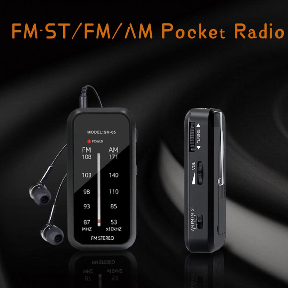 Pocket Radio Includes Headphones Mini AM FM Stereo Radio with Back Clip Portable Battery Operated Radio for Walk Jogging Camping