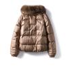 Down jacket women's short mink fur collar winter new fashionable loose large size white duck down jacket