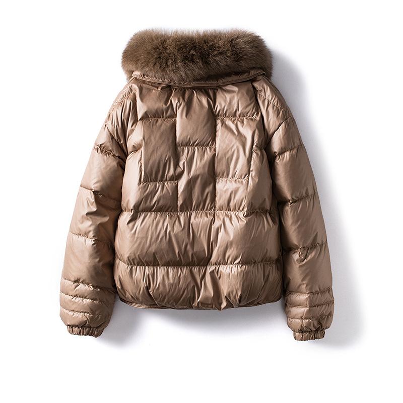 Down jacket women's short mink fur collar winter new fashionable loose large size white duck down jacket