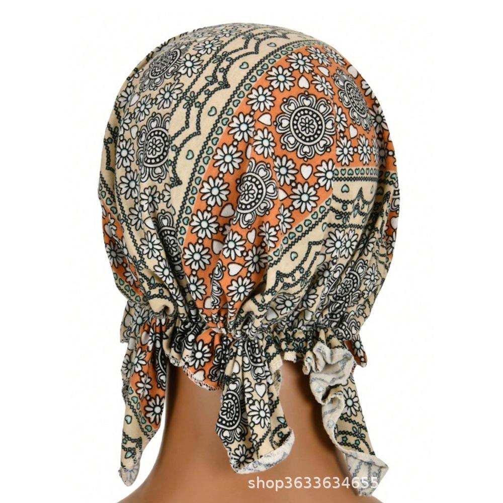Printed Triangle Hat - Spring/Summer Thin Cotton Headscarf, Breathable Sun Protection Adult Hat Covering