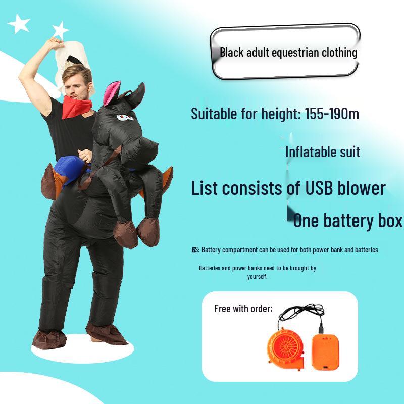 Aufblasbares Cowboy-Kostüm für Erwachsene & Kinder zum Reiten – Lustiger Festival-Performance-Anzug
