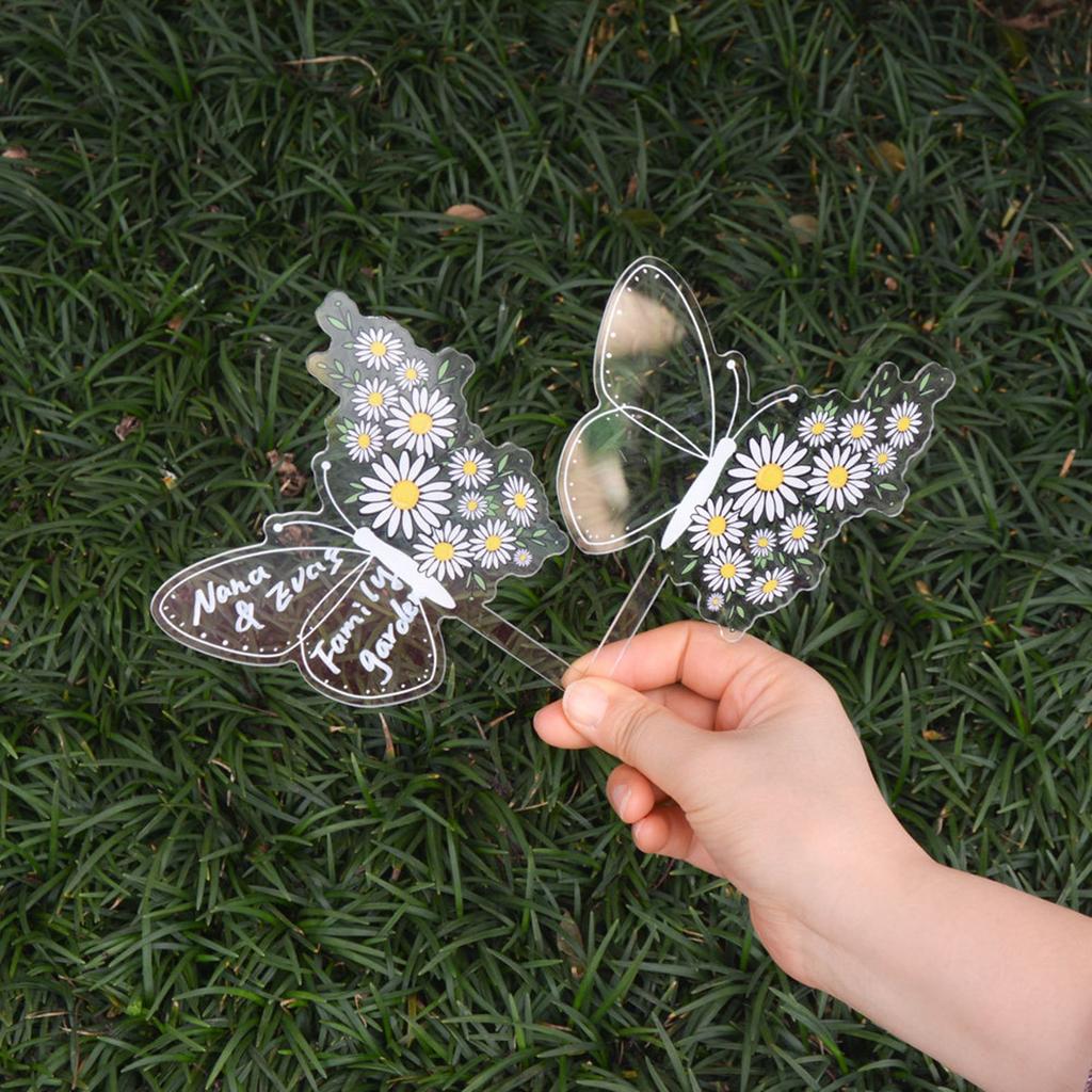 6/12pcs Plant Labels Acrylic Butterfly Garden Markers Waterproof Plant Marking Signs for Flowerpot Gardening Decoration