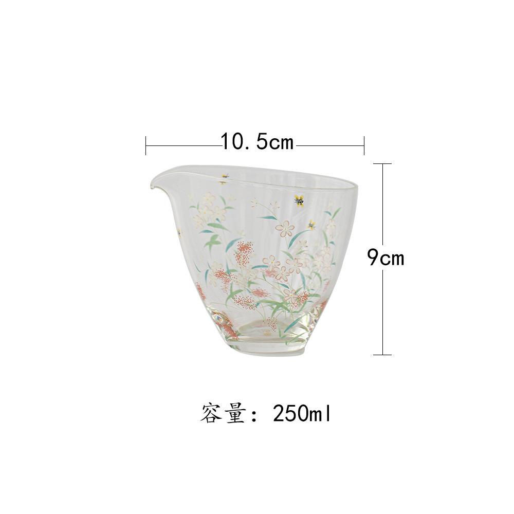 

250ml Blooming Flower Water Drop Glass Tea Pitcher Pour Tea Cha Hai Dispenser Justice Cup Puer Fair Mug Tableware Accessories