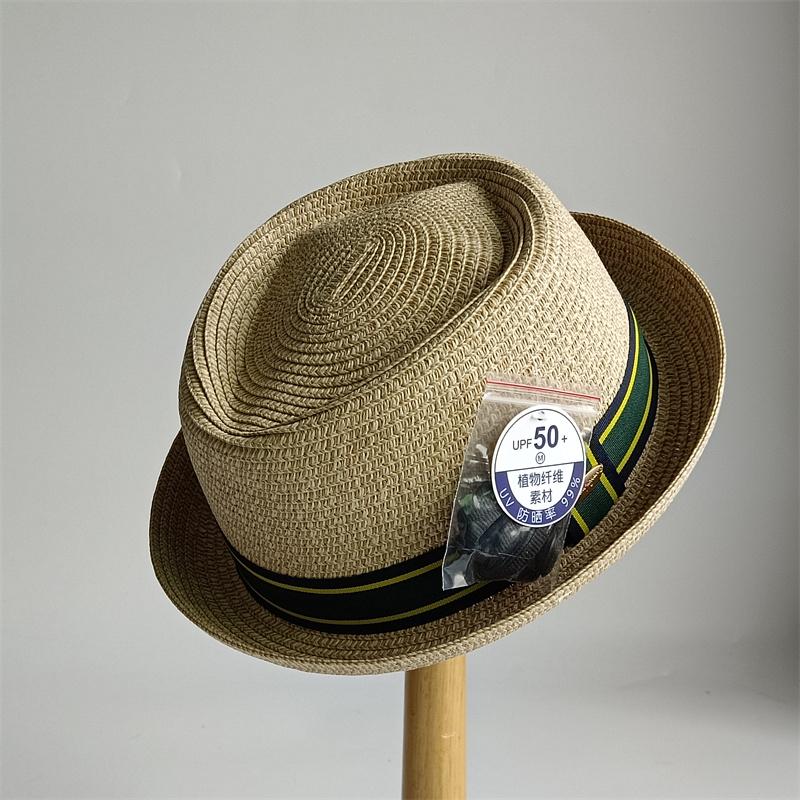 Men's Pork Pie Hat Vintage British Trilby Straw Hat Fedora Breathable Beach Sun Hat Handwoven Straw Panama Hat Cuban Travel Cap