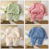 Children's Autumn and Winter Pajamas Set Boys and Girls Plush and Thickened Home Clothes Warm Children's Clothing Two-piece Set
