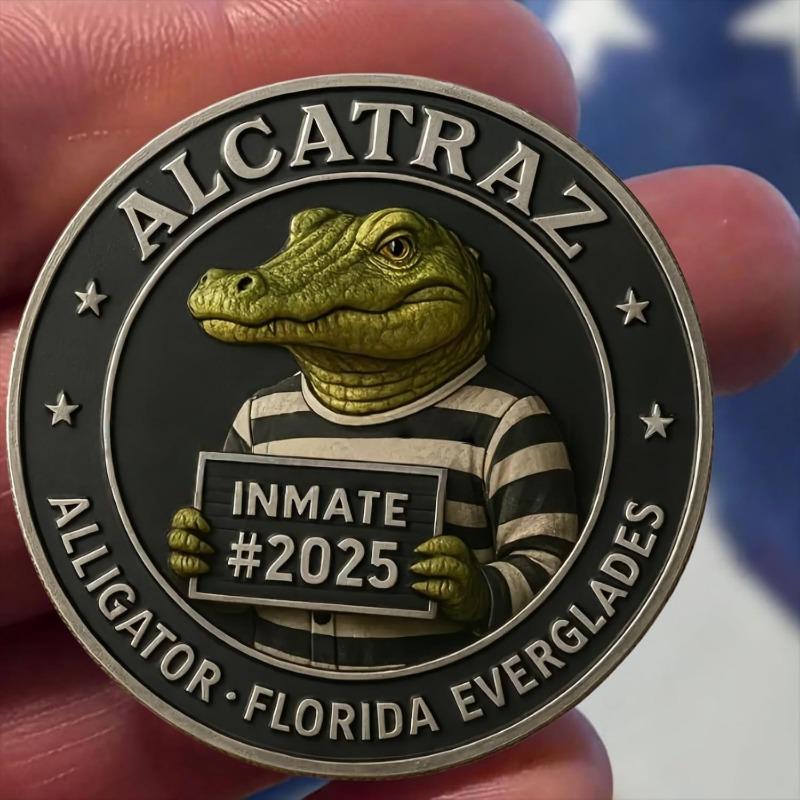 Alligator Alcatraz Inmate Mugshot Novelty Coin,Alcatraz Prison Memorabilia, Unique Collectible Challenge Coin, Unusual History Gift