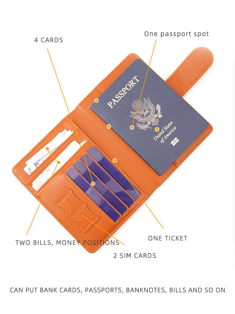 Baellerry Men and Women Pu Leather Short Purse RFID Card Holder Anti-magnetic Passport Holder Simple Snap Button Wallet
