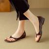 Fashion New Genuine Leather Summer Sandals Round Toe Low Heel Roman Sandals for Women Fashion Pinch Toe Flat Shoes Concise Ladies Shoes