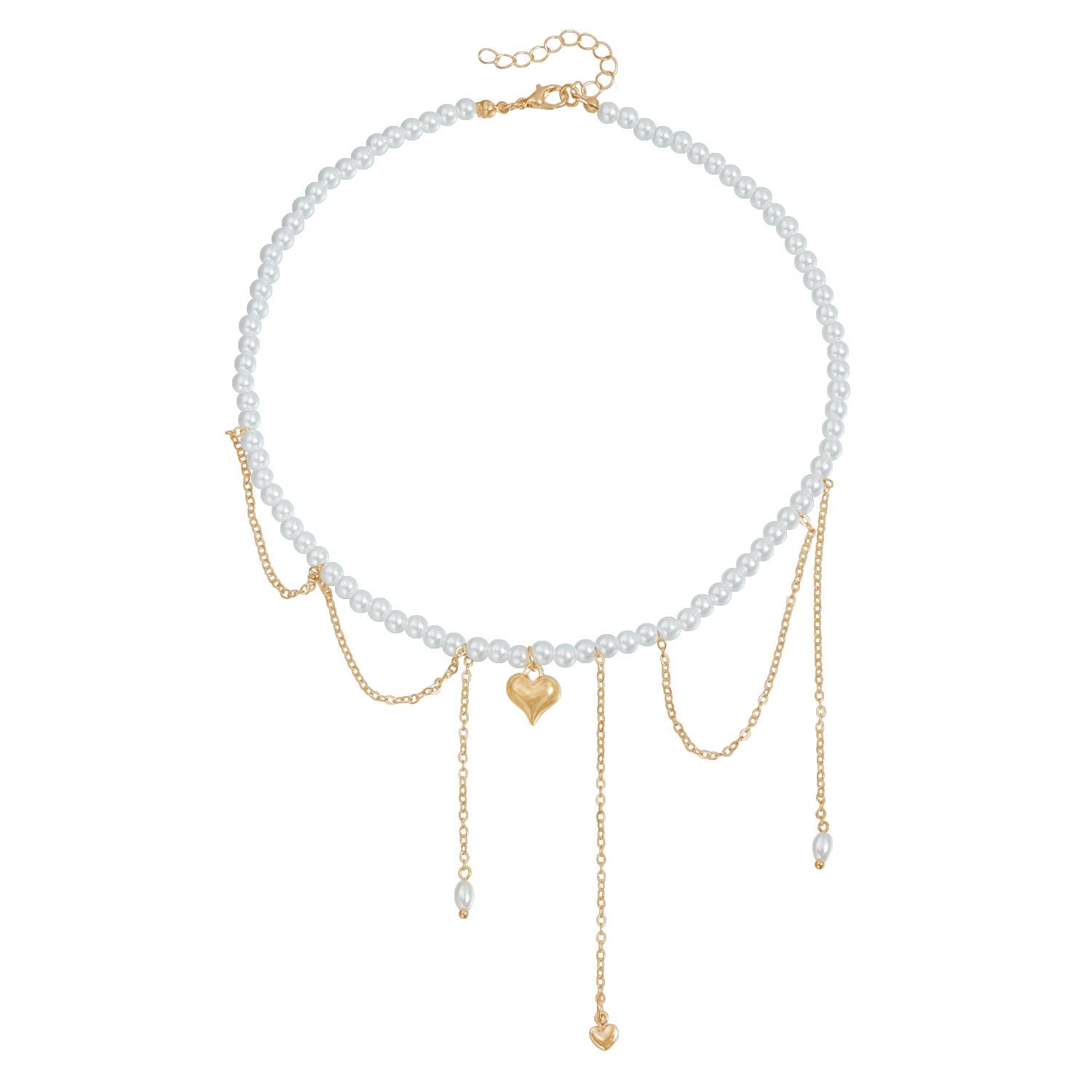 Light luxury retro baroque imitation pearl necklace ins less style necklace holiday gift