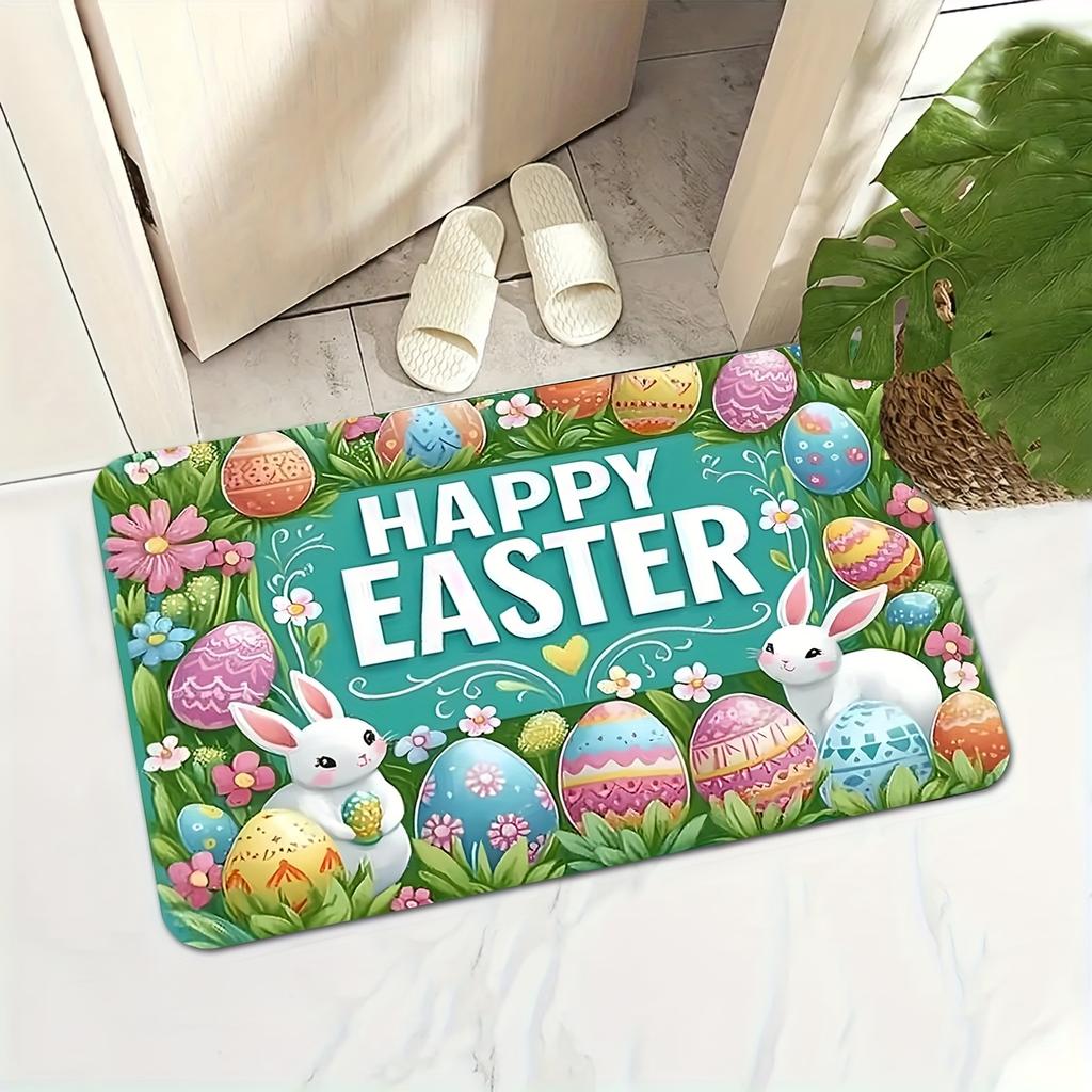 Easter Bunny Eggs Flower Entrance Doormat Home Decor Spring Anti-slip Corridor Balcony Rugs Bedroom Floormat Easter Decorations