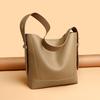 Vintage High Quality Genuine Leather Bucket Bag Women Shoulder Messenger Bag Luxury Large Capacity Female Commute Tote Purse Sac