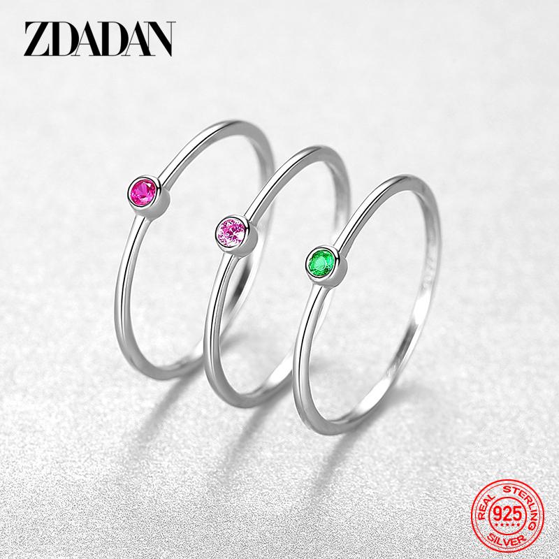 925 Sterling Silver Round Gemstone Ring for Women Fashion Wedding Jewelry