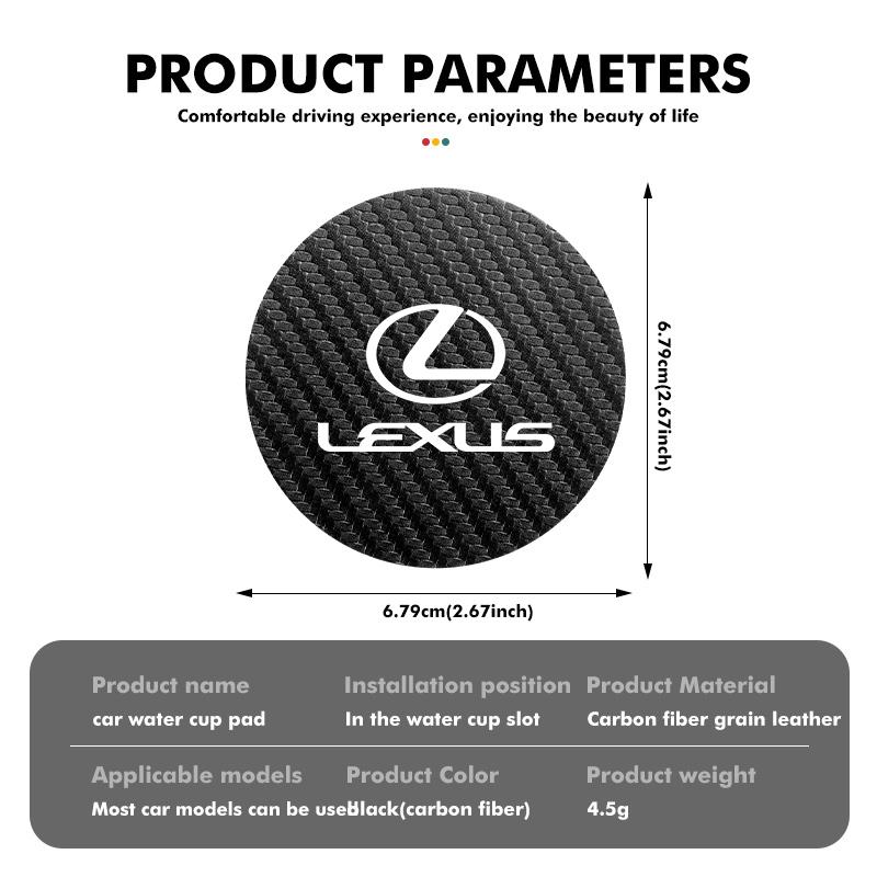 2Pcs Car Coaster Water Cup Anti-slip Pad Mat For Lexus UX250h RX450h RX300 GX470 CT200h RX400h NX300h RX350 AEJ1