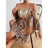 European & American Ethnic Geometric Off-Shoulder Long-Sleeve Dress - In Stock 2025