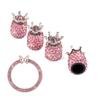 5PCS Bling Car Tire Valve Cap Clay ABS Diamond Crown Auto Wheel Caps And Rhinestone One Click Start Button Engine Decoration