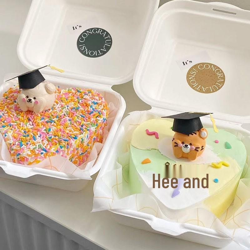 Simple Korean Style Mortarboard Cake Topper for Student Birthdays