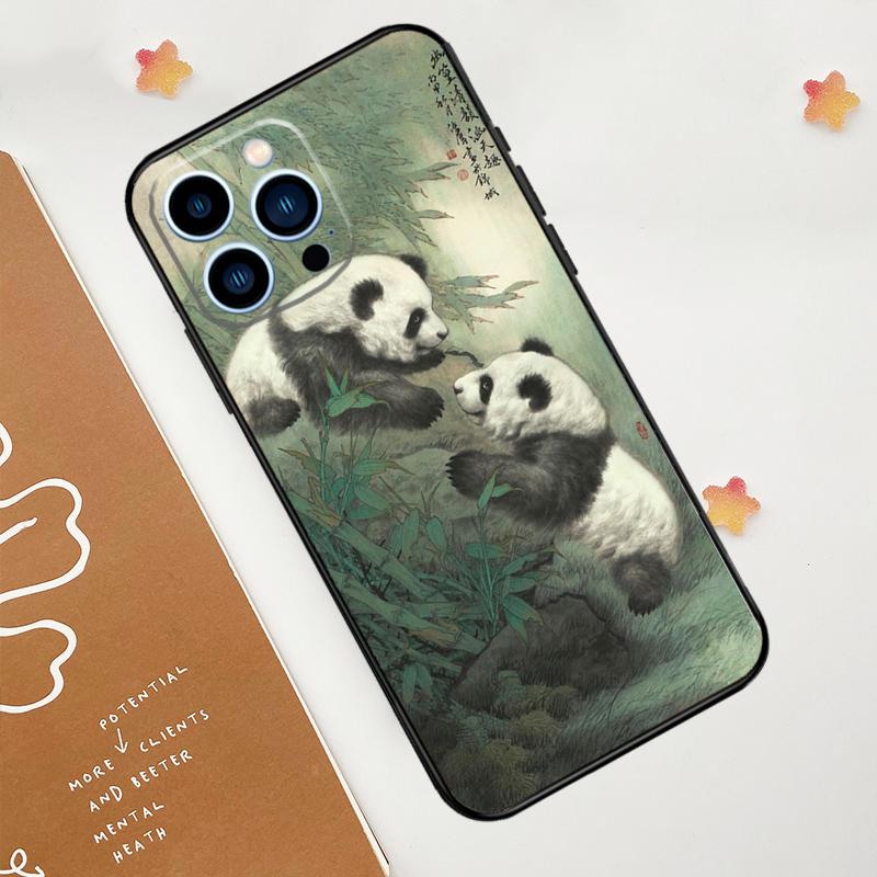 Panda Animal Cute Bear Phone Case For iPhone 17 Pro Max 11 14 15 16 Pro Max 12 13 Mini 16 Plus 16e 17 Air Funda