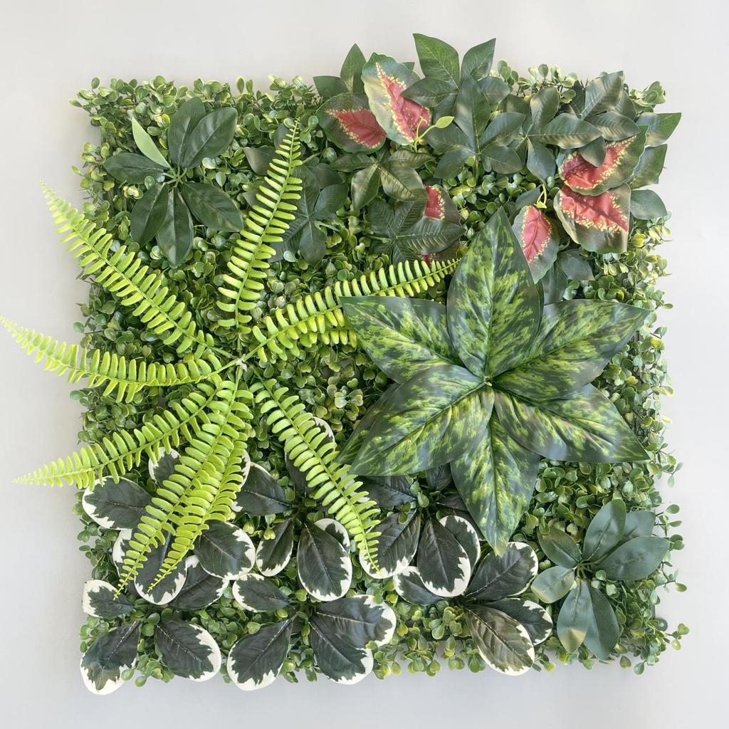 50×50cm Artificial Green Plant Wall - Plastic Vertical Garden, Fake Flower Wall, Synthetic Turf Background