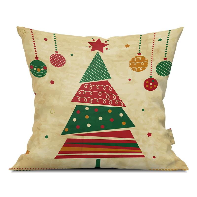 Merry Christmas Pillowcase Cartoon Printing Office Sofa Lumbar Pillow Cover for Home