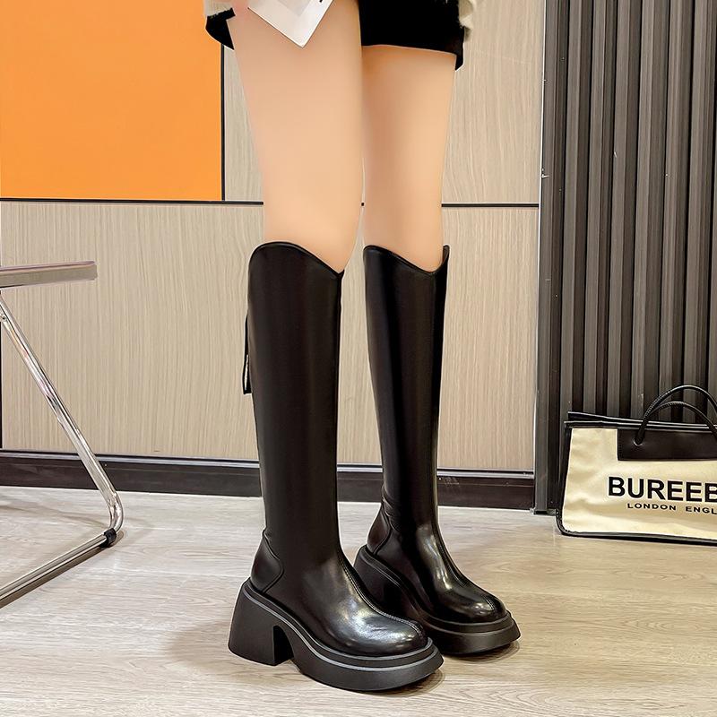 

Ботинки челси на толстой подошве женские ботинки martin 2025 новые осенне-зимние белые ботинки на блочном каблуке с круглым носком узкие рыцарские сапоги 35 чёрный