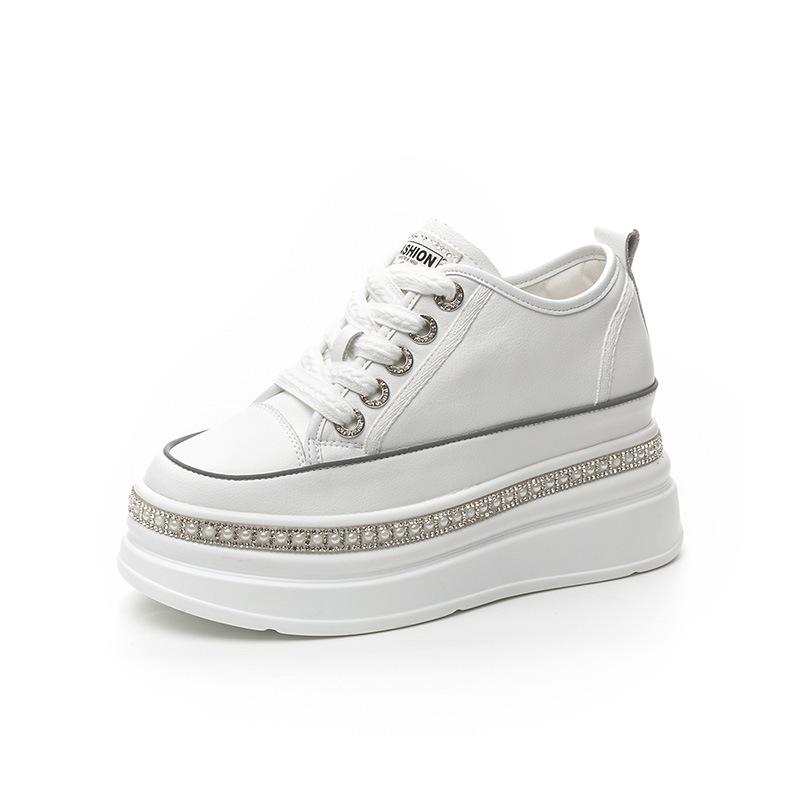 Little white shoes women's shoes 2025 new spring shoes thick-soled versatile casual muffin bottom sports leather women's shoes board shoes