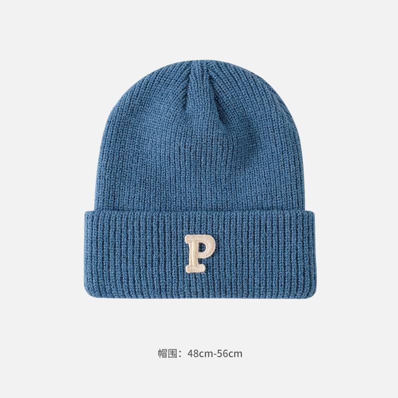 Alphabet Cloth Wool Hat Women's Autumn and Winter Face Small Windproof Ear Protection Cold Hat Fashionable Versatile Warm Knitted Hat