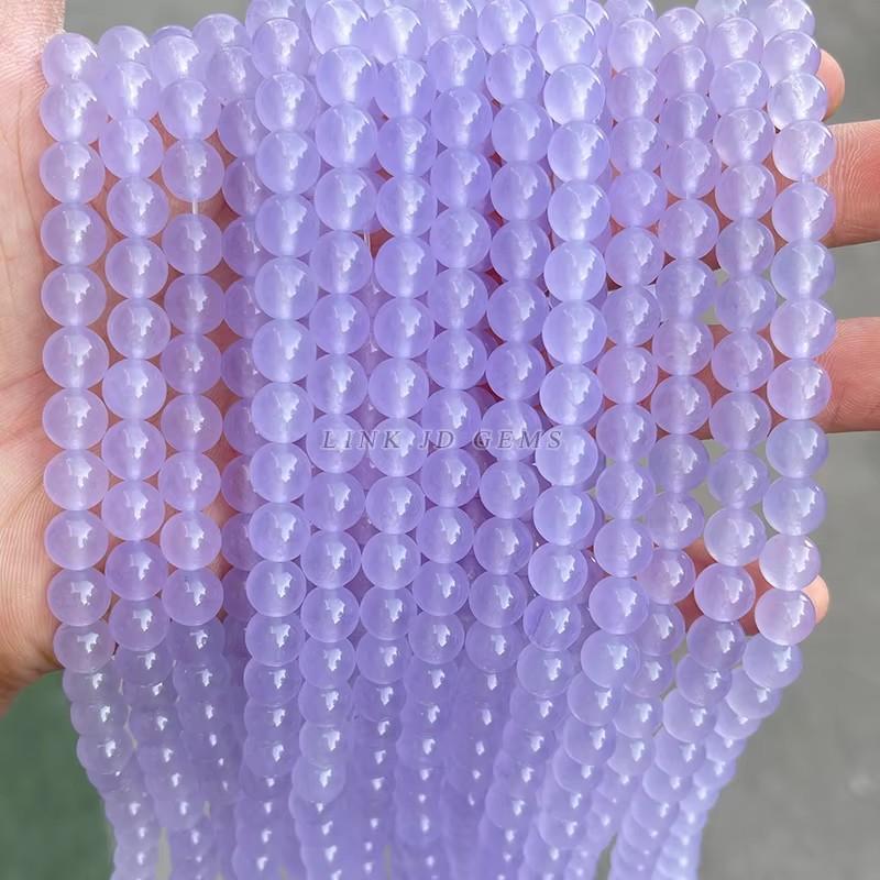 Natural Stone Sea Blue Chalcedony Beads Round Loose Spacer 6 8 10mm Pick Size For Jewelry Making Necklace Bracelet Accessory
