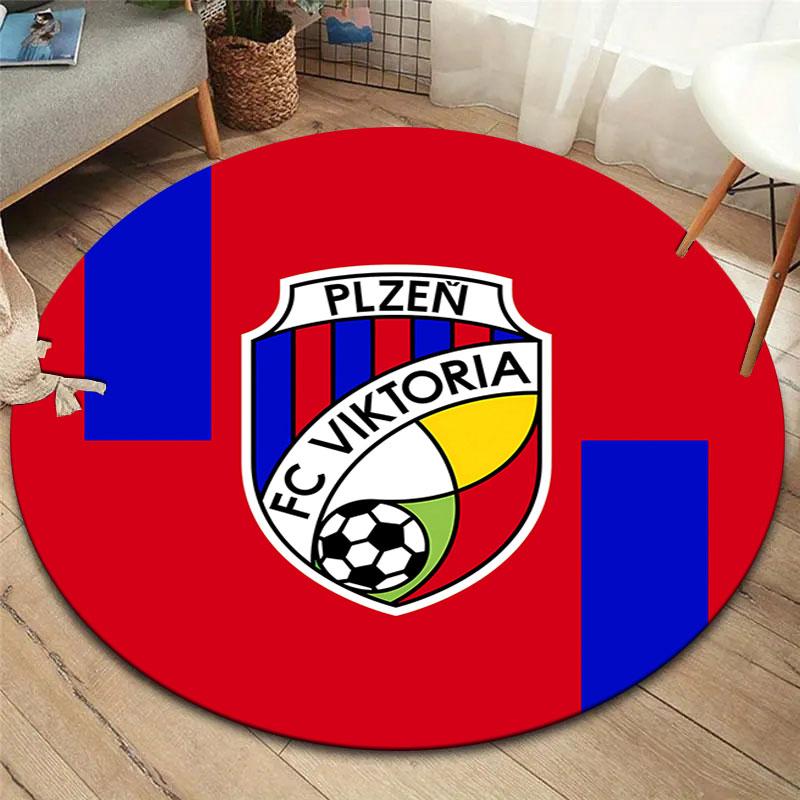 FC Viktoria Plzen Round Area Rug,Carpet Rug for Living Room Bedroom Sofa Playroom Decor,Non-slip Floor Mat