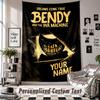 Custom Tapestry Wall Hanging, Bendy and the Ink Machine Personalized Name Text Home Wall Decor