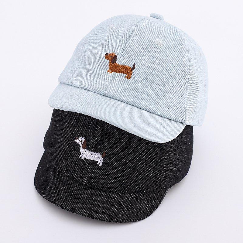 Süße Denim Baby Baseballkappe Cartoon Hund Stickerei Kleinkind Schirmmütze Sommer Verstellbar Kinder Junge Mädchen Sonnenschutzmützen