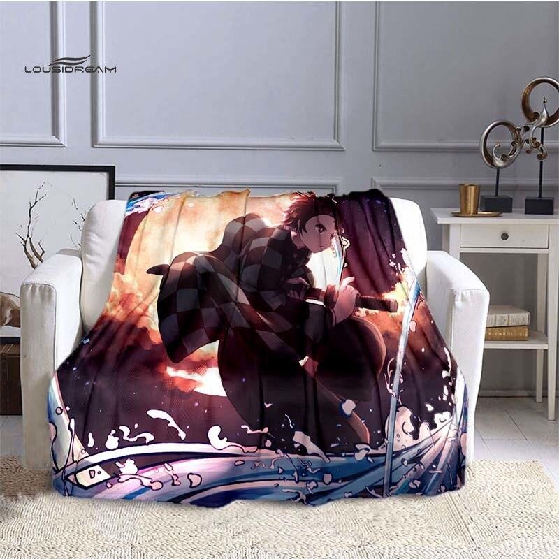 LOUSIDREAM Demon Slayer Deky pro postele Home Travel Flanelová deka pro dospělé na gauč Obývací pokoj Pohovka Child Keep Warm