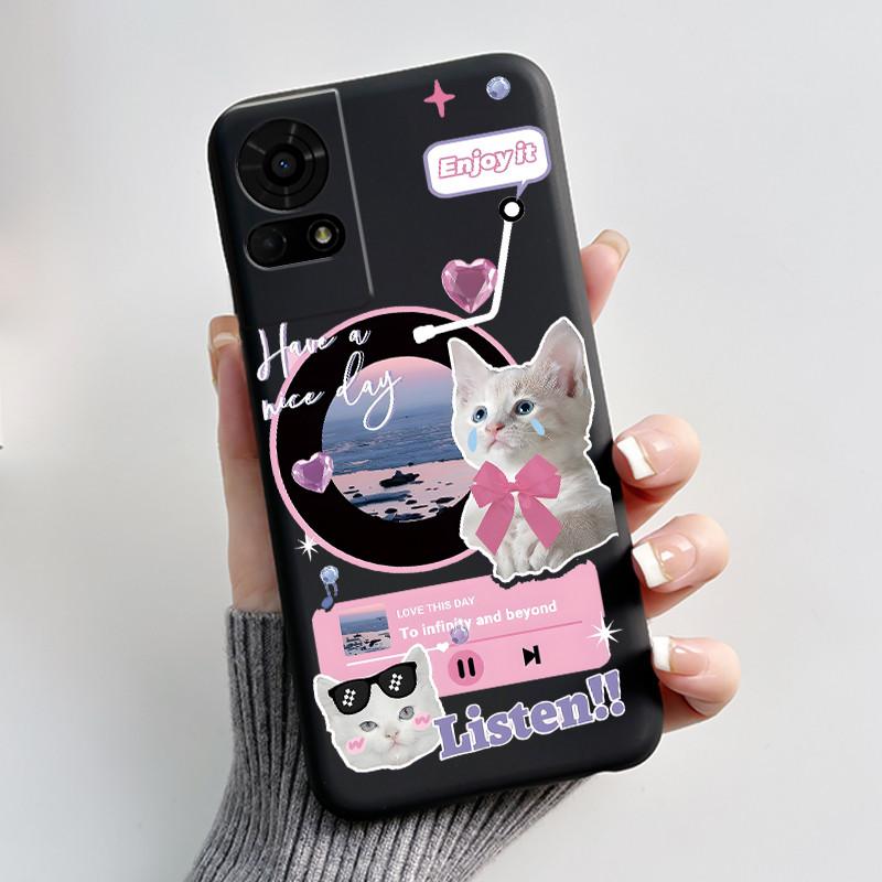Cute Case For TCL K23 / TCL K24 Funda TCL 50 LE T510SPP Capa Printing Shell Protective Cover Soft Silicone Cartoon Black Casing