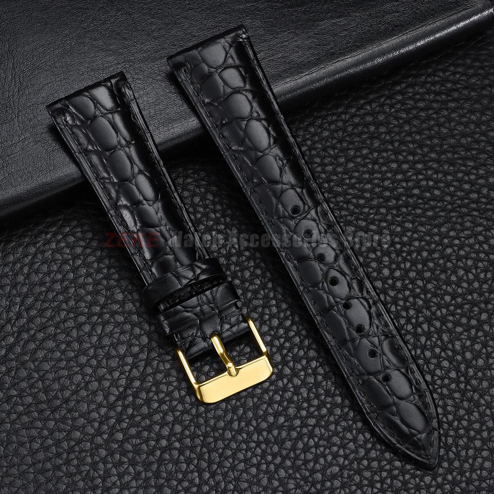 Crocodile Pattern Design Leather Watch Strap 18mm 19mm 20mm 21mm 22mm Soft Watchbands Business Wristwatch Band with Pin Buckle