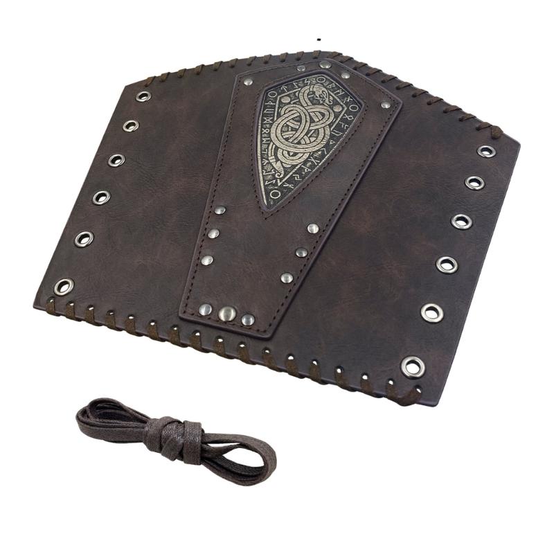 Halloween Medieval Arm Bracer with Embossed Pattern Adult Role Play Renaissances Pirate Knight PU Pirate Wristband