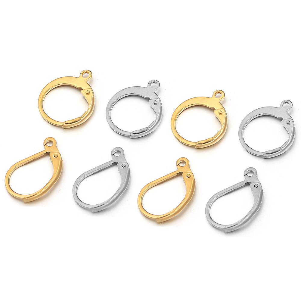 20pcs/lot Hypoallergenic Stainless Steel Ear Hooks French Lever Back Earring Round Hook Ear Wire Earrings For DIY Jewelry Making