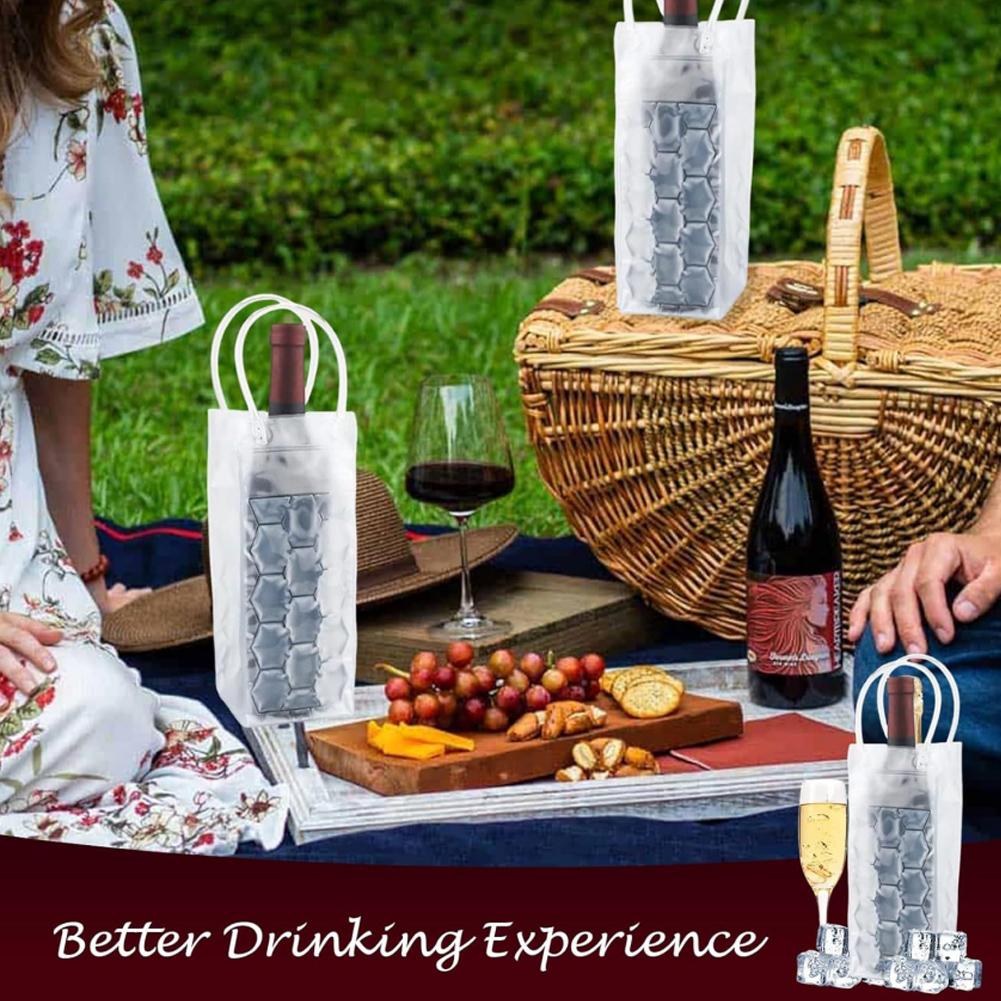 1pc 30x25cm PVC Resuable Ice Wine Bag For Universal Bottle Cooler Sleeve Chilling Party Outdoor Gatherings Portable Lightweight