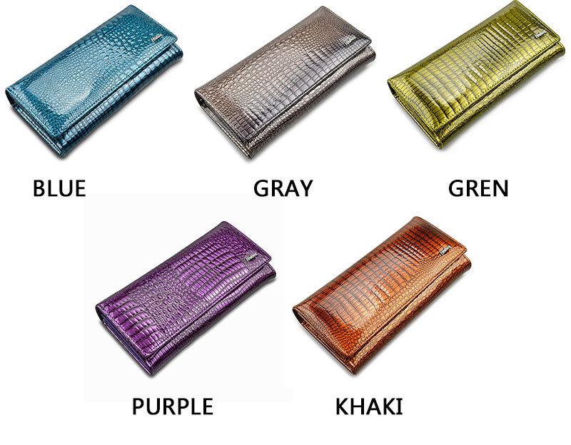 Top Layer Cowhide Women's Crocodile Pattern Genuine Leather Wallet and Clutch