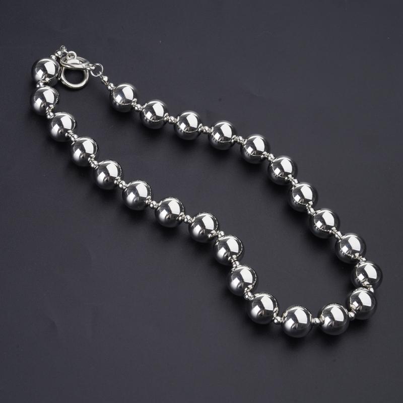 Stylish Beaded Necklace Handmade Alloy Clavicle Chain Silver Beaded Ornament