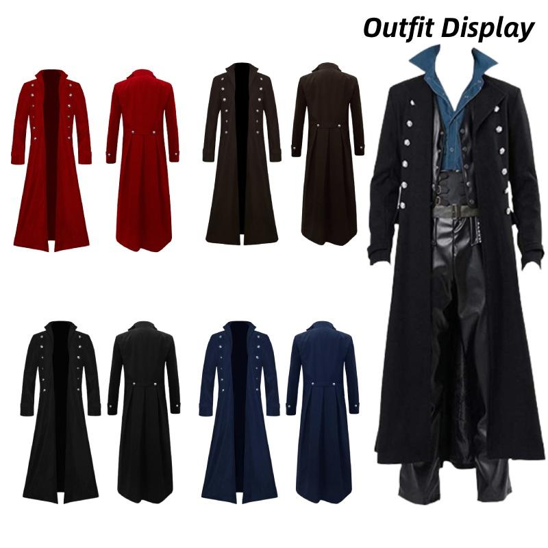 Men's Steampunk Retro Jacket Gothic Victorian Frog Coat Halloween Costume Manyi Fashion
