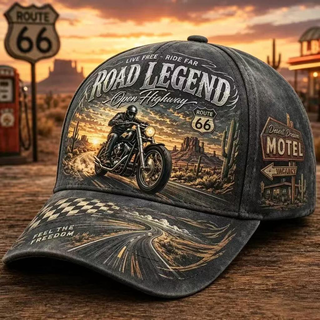 American retro, highway locomotives full of baseball caps, washed and old torn denim truck caps