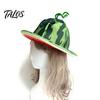 Creative Watermelon Print Cap Party Hat, Wide Brim Sun Visor for Costume Parties, Playful Summer Beach Hat Lightweight Elastic Unisex Headwear