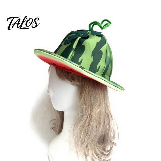 Creative Watermelon Print Cap Party Hat, Wide Brim Sun Visor for Costume Parties, Playful Summer Beach Hat Lightweight Elastic Unisex Headwear