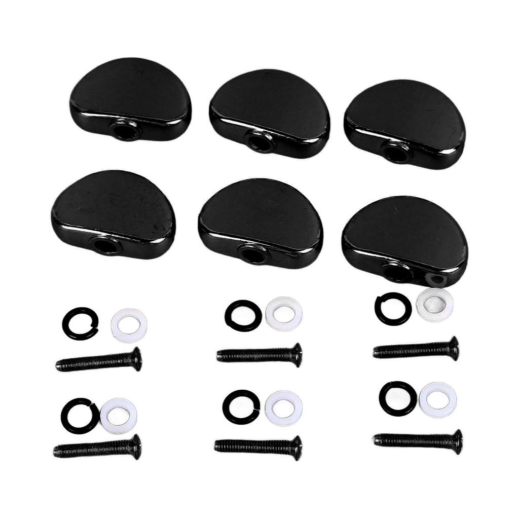 6Pcs Electric Guitar Tuning Peg Key Button Folk Guitar Tuning Peg Handle for Replacement Black