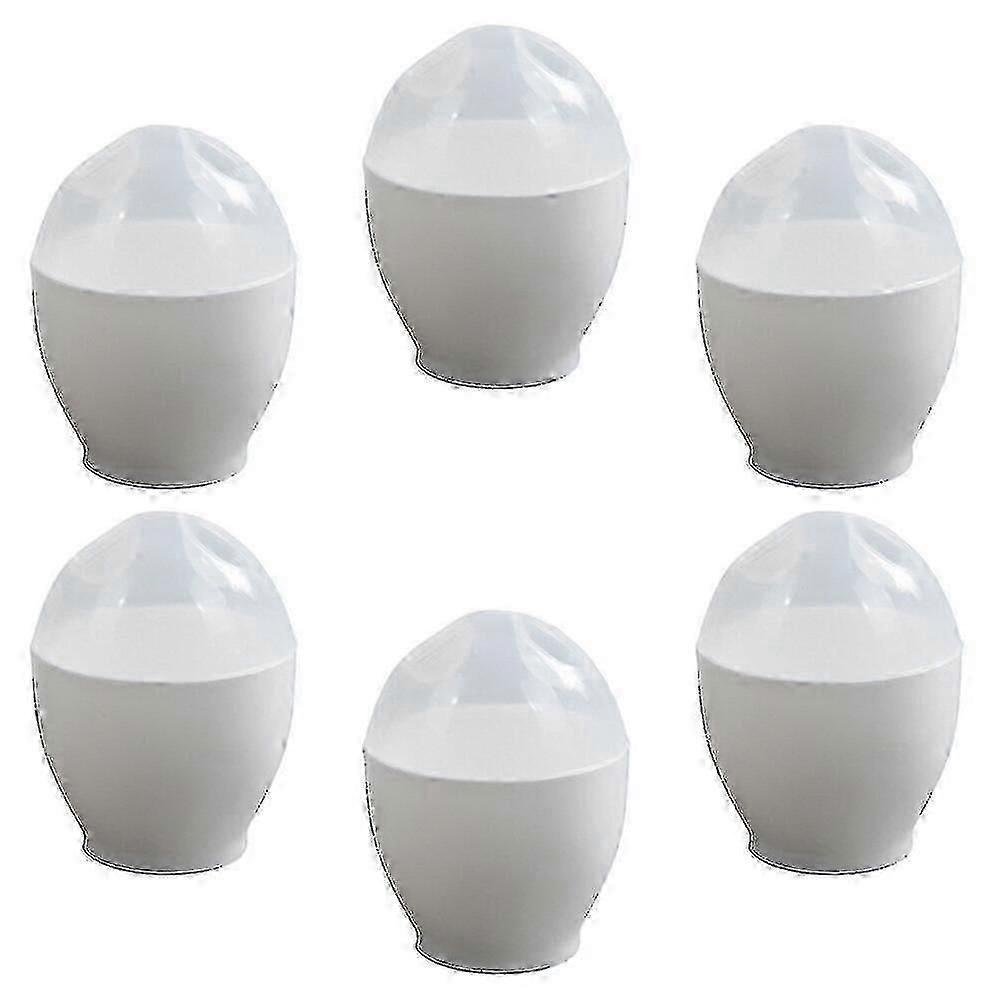 6pcs Microwave Steamed Egg Cup Mini Egg Cooker Portable Egg Poacher For Home Kitchen (white)