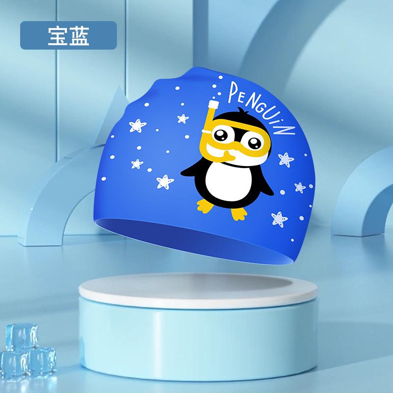 Kids Swim Cap High Elastic Waterproof Silicone Breathable Lightweight Cartoon Pattern for Pool Swimming Boys Girls Comfort Fit