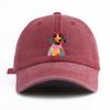 Pc DOG Print Washed Baseball Cap for AdultsMinimalist Retro Style Casual Soft Adjustable Dad HatPerfect As Gift