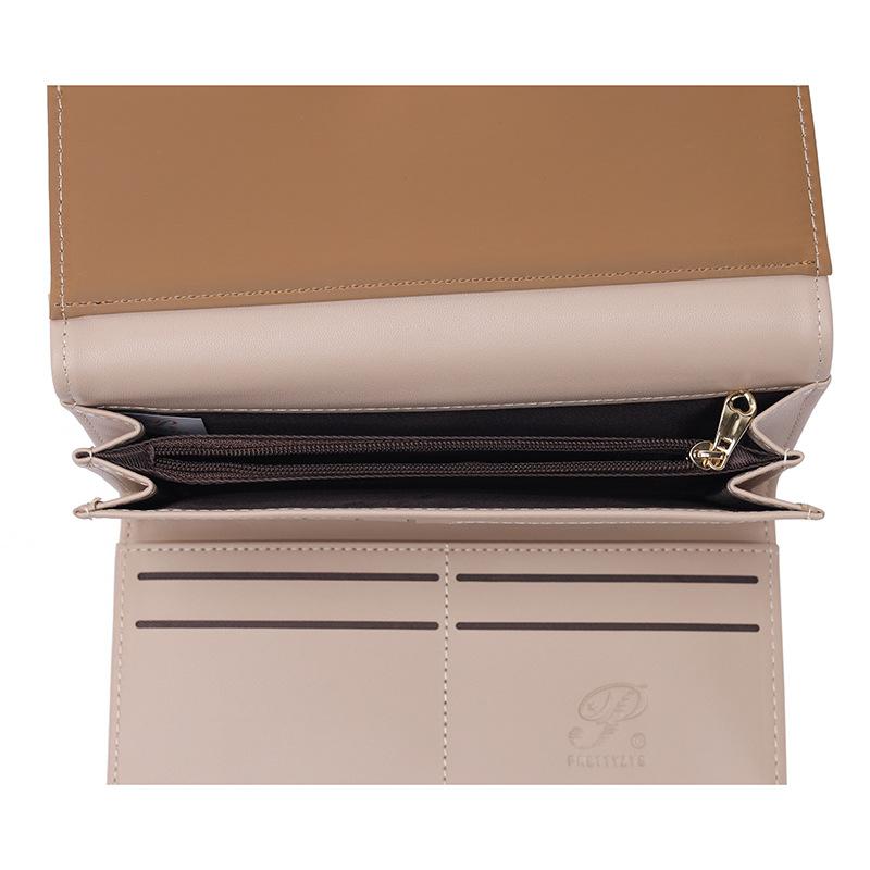 Women Wallets Metal Buckle Minimalist Style Clutch, Long Wallet, Card Holder, Leather Clip, Coin Purse