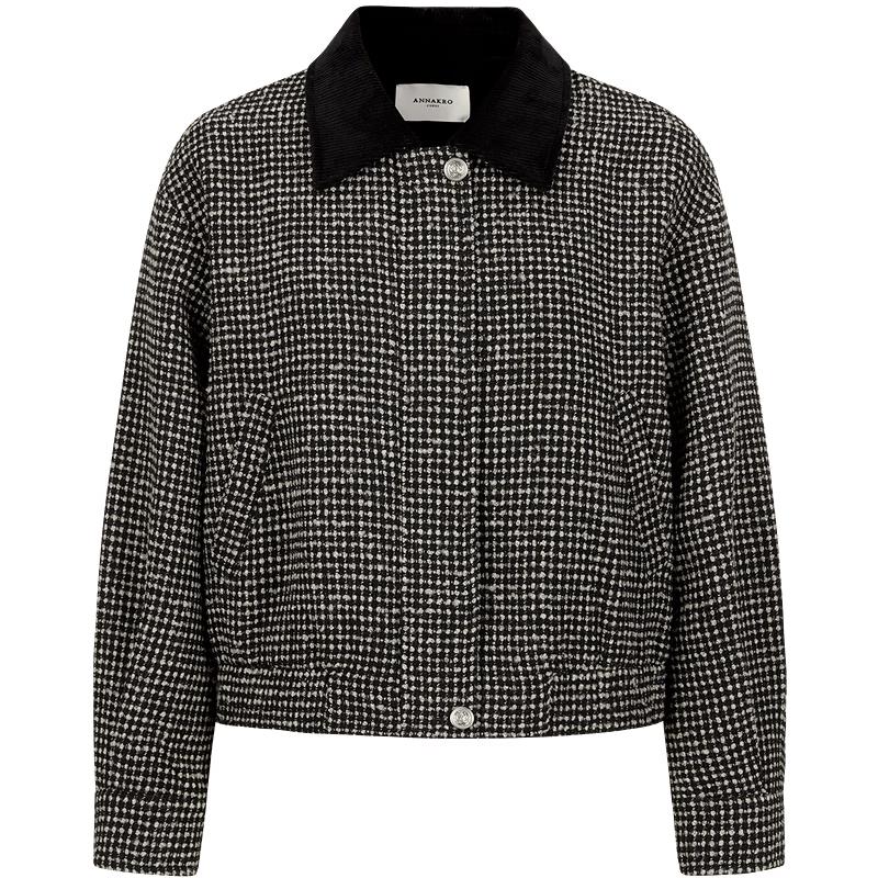 Annacoco Retro Houndstooth Wool Blend Coat XL